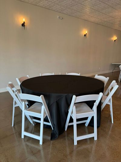 Round table with black linens