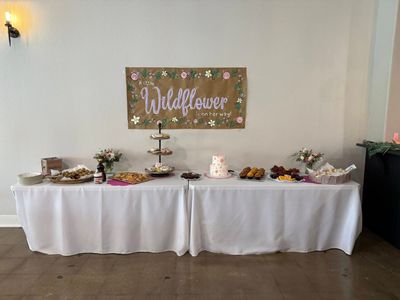 Wildflower baby shower dessert table