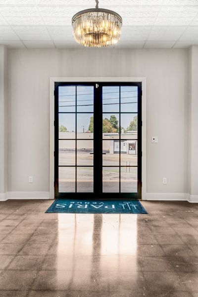Entrance with chandelier
