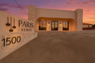 Paris Venue exterior at sunset